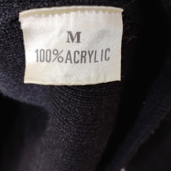 Vintage 90s Yield Black Beaded Cardigan Sweater Size M Elegant Retro Knit - Picture 7 of 7